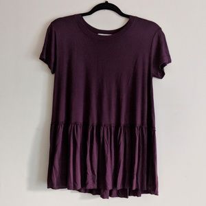 Truly Madly Deeply Purple Peplum Tee Size S